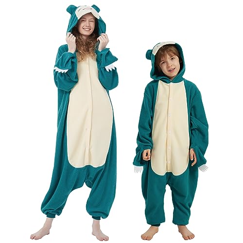 SWEETXIN Adult Kid Unisex Onesie Pajamas Halloween Christmas Sleepwear Jumpsuit Cosplay Costume Suit for Women and Men (10 Years, Teal)