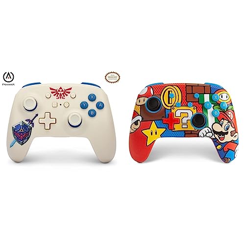 PowerA Wireless Controller for Nintendo Switch - Legend of Zelda Sworn Protector &  Enhanced Wireless Controller for Nintendo Switch - Mario Pop (Only at Amazon)