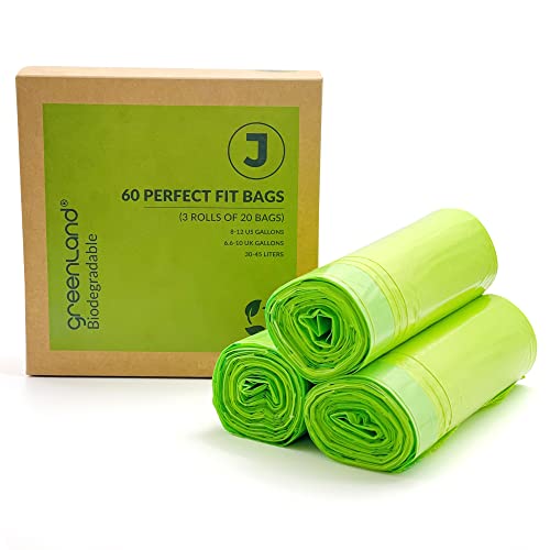 Greenland Biodegradable 60 Trash Bags Compatible with Simplehuman (Code J, 60 Bags, 8-12 Gallons)