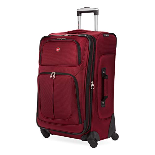 SwissGear Sion Softside Expandable Luggage, Burgundy, Checked-Medium 25-Inch