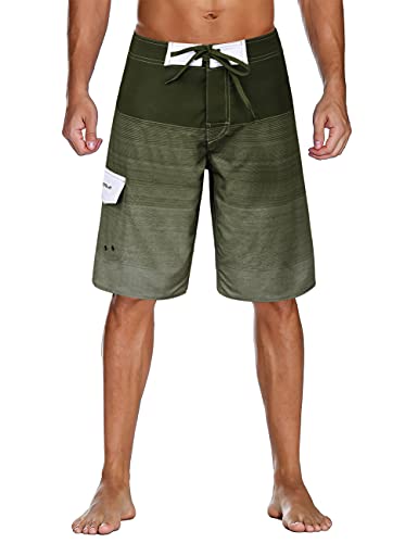 Nonwe Men's Swimming Shorts with Cargo Pocket Breathable Surf Shorts Green 34