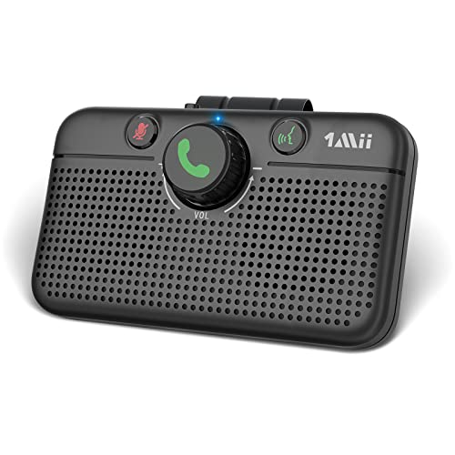 1Mii Bluetooth 5.3 Car Speaker, Handsfree Bluetooth Speakerphone for Cell Phone, Motion Auto On, Support Siri Google Voice Assistant for Android and iOS, Bluetooth 5.3 Car Kit with Visor Clip