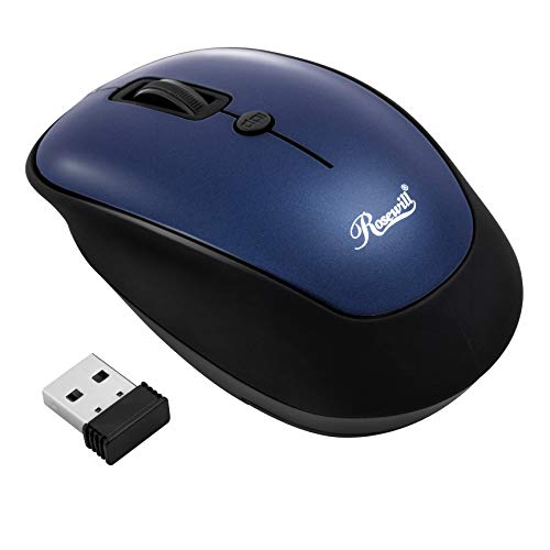 Rosewill Wireless Mouse, Portable Cordless Compact Travel Mouse, Optical Sensor, USB Wireless Receiver, Adjustable DPI, 4 Buttons, Office Style for Laptop, Notebook, PC, Computer, MacBook