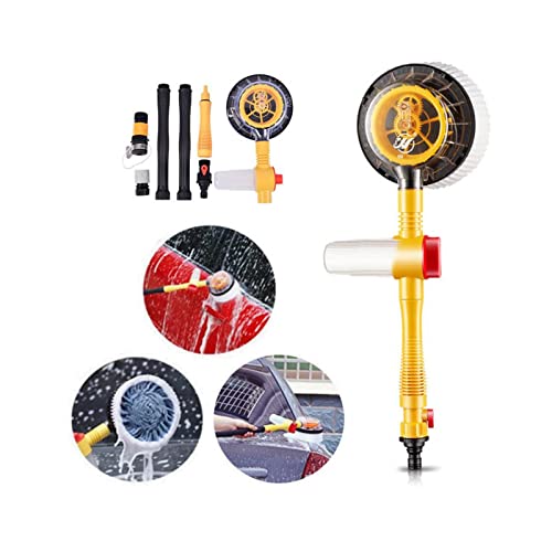 Rotating Car Wash Brush, High Pressure Car Foam Brush Rotating Automatic Sponge Hose Washing with Cleaner Cup Car Styling