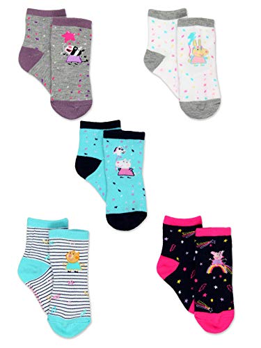 Peppa Pig Girls Toddler 5 Pack Crew Sock Set (Shoe: 7-10 (Sock: 4-6), 5 Pack Crew)