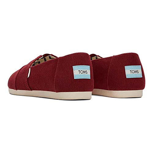 TOMS Women's Alpargata Recycled Cotton Canvas Loafer Flat, Black Cherry, 10