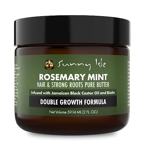 Sunny Isle Rosemary Mint Hair and Strong Roots Butter 2oz | Infused with Biotin & Jamaican Black Castor Oil | Strengthen and Nourish Hair | Dry Scalp, Split Ends