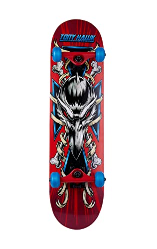 Tony Hawk 31 inch Skateboard, Tony Hawk Signature Series 4, 9-ply Maple Deck Skateboard for Cruising, Carving, Tricks and Downhill, Red Cross Hawk
