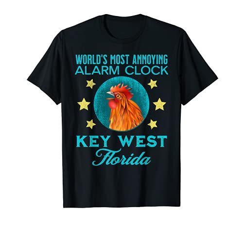 Key West Florida Alarm Clock Chicken Rooster Souvenir T-Shirt