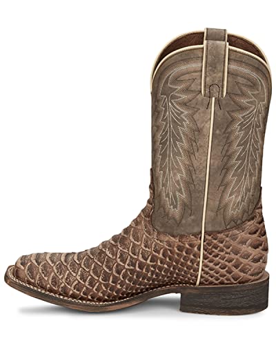 Nocona Men's Mescalero Rugged Snake Print Western Boot Broad Square Toe Lt Brown 8 D(M) US