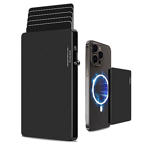 T-MFY Magnetic Wallet Credit Card Holder for Men,Slim Aluminum Pop Up Card Wallet Holder with One Finger Access Button,RFID Blocking&Lock Design Wallets with Magnet