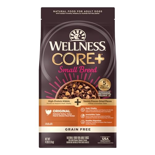 Wellness CORE RawRev Grain-Free Dry Small Dog Food, Natural Ingredients, Made in USA with Real Freeze-Dried Meat (Adult, Small Breed, 4 lbs)