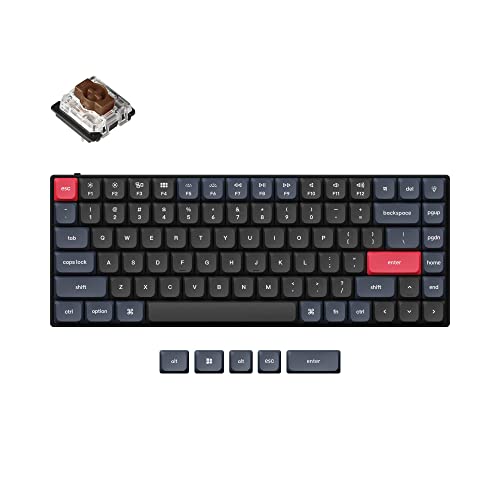 Keychron S1 Ultra-Slim QMK/VIA Custom Wired Mechanical Keyboard, 84 Keys 75% Layout Programmable Macros White Backlit CNC Aluminum Keyboard for Mac Windows, Low Profile Gateron Brown Switch