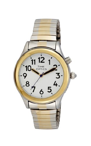 TimeOptics Women's Talking Two-Tone Day Date Alarm Expansion Bracelet Watch # GWC07TT
