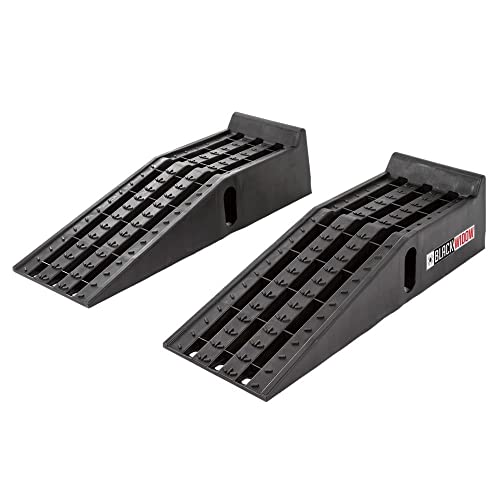 Black Widow PSR295 Plastic Car Service Ramps - Lifts Vehicles 6.25' H for Maintenance or Oil Changes - Each Ramp is 12' W - Pack of Two - 10,000 lbs. Capacity Per Pair