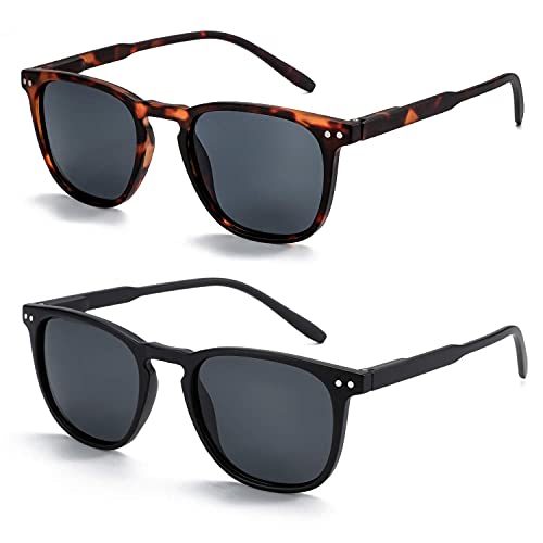 ZENOTTIC Polarized Sunglasses for Women Men: Retro Shades Round | Square Frame UV Protection 2 Pack
