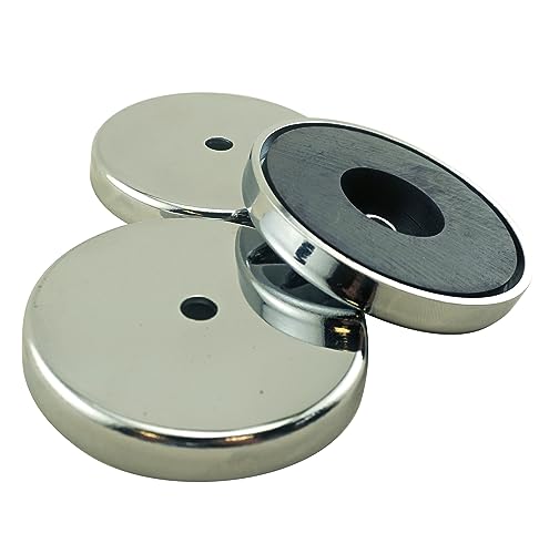 Master Magnetics Ceramic Round Base Magnet - 2.618' Diameter, 0.375' Thick, 0.275' Center Hole, 65 Pound Pull ea, Nickle Plated, Pack of 3, RB70CX3