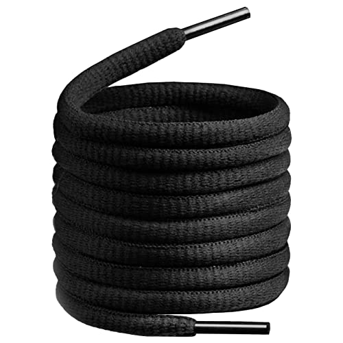 BIRCH's Oval Shoelaces 27 Colors Half Round 1/4' Shoe Laces 4 Different Lengths (29.5' (75cm) - S, Black)