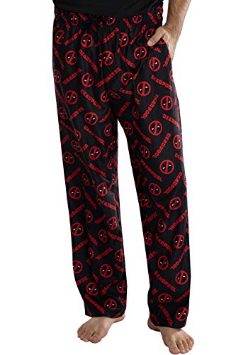 Marvel Mens' Deadpool Logo All Over Print Pajama Pants (X-Large)