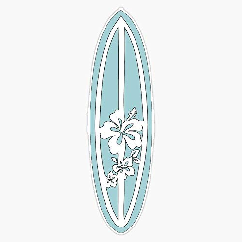 Light Blue Surfboard Sticker Vinyl Waterproof Sticker Decal Car Laptop Wall Window Bumper Sticker 5'