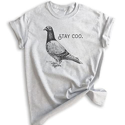 Generic Stay Coo Shirt, Unisex Women's Men's Shirt, Funny Pidgeon Shirt, Cute Bird Saying, Cool Bird Shirt, Heather Ash, X-Small