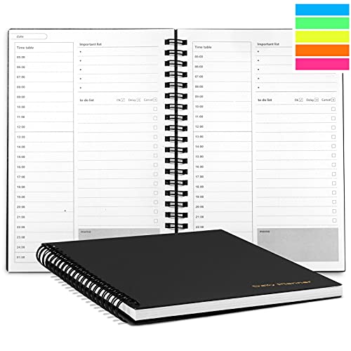QICENCK Daily Planner, Undated Hourly Planner 150 Pages,To Do List Notebook, Time Management Manual and Planner, 5.2'x7.5' Black