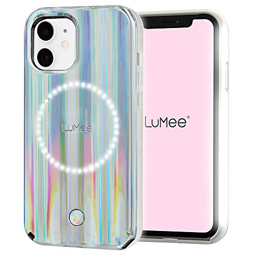 LuMee HALO - Holographic - Light Up Selfie Case for iPhone 12 Mini (5G) - Front & Rear Illumination - 5.4 Inch - Holographic