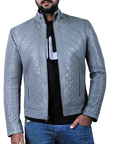 Laverapelle Men's Genuine Lambskin Leather Jacket (Gray, Small, polyester Lining) - 1501491