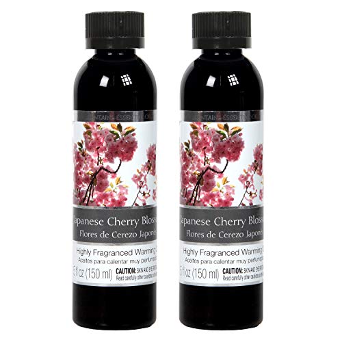 Hosley Set of 2 Japanese Cherry Blossom Fragrance Warming Oils 5 Ounce. Ideal Gift for Weddings spa Reiki Meditation Bathroom Settings. P1