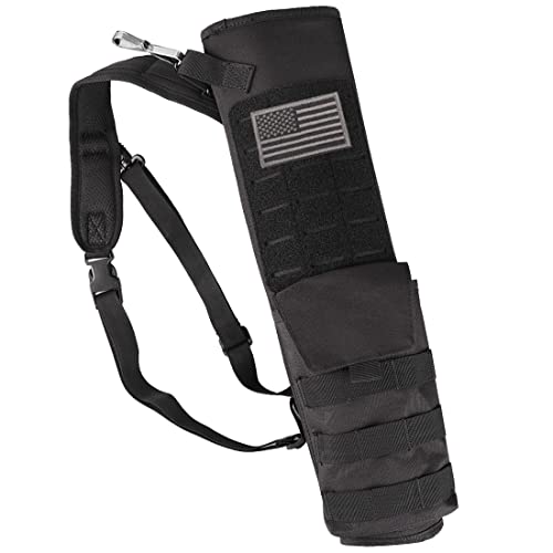 KRATARC Archery Lightweight Back Arrow Quiver Dual Use Foldable Compact Hip Arrows Bag with Molle System Pocket Hanged for Target Shooting Hunting (Black- Flap pocket)