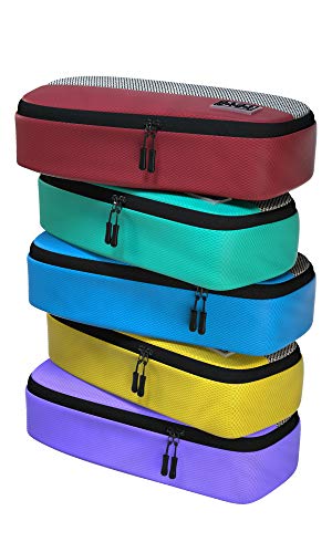 Slim Packing Cubes for Suitcases - 5 Pcs set of Packing Cubes for Travel - Packing Cubes for Carry on Suitcase Organizer Bags - Travel Cubes Travel Organizer Bags for Luggage
