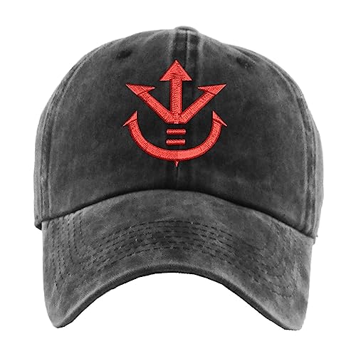 Washed Denim Baseball Cap Saiyan Royal Pigment Dyed Hat (Black)