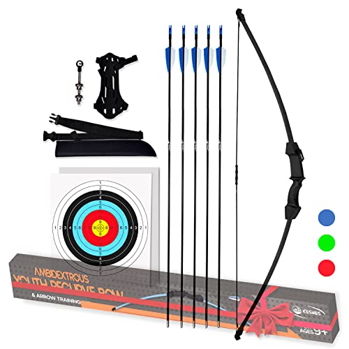 Keshes Archery Recurve Bow and Arrow Youthbow Set - 44' Beginner Breakdown Bows for Outdoor Practice – Longbow kit with Equipment for Youth and Kids…