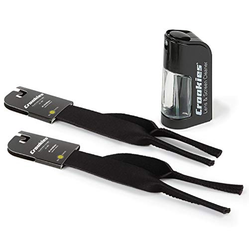 Croakies XL Original Glasses Strap and Glasses Cleaner Kit, Black Two-Pack