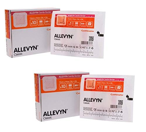 Allevyn Smith and Nephew 66800276 Gentle Border Dressing 3' x 3' - Box of 10 (2 Pack)