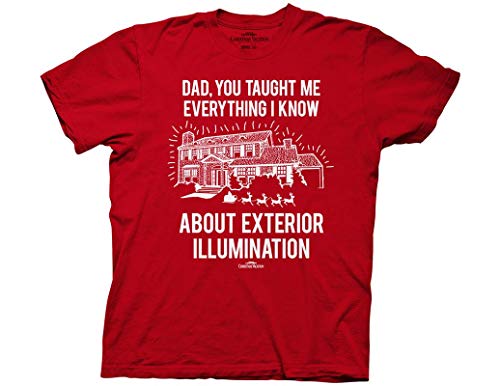 Ripple Junction National Lampoon's Christmas Vacation Adult Holiday T-Shirt Exterior Illumination Funny X-Mas Shirt Officially Licensed Medium Red