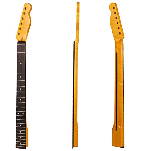 22 Fret Electric Guitar Neck Maple Head Rosewood Fretboard Yellowish for TL Parts Replacement