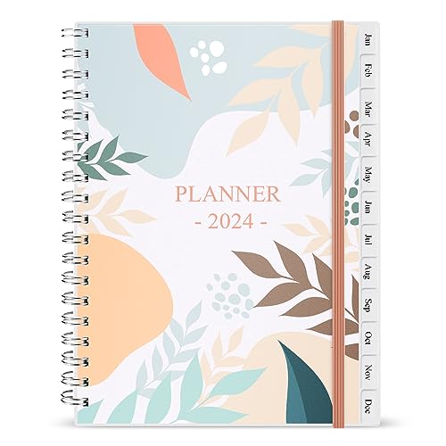 2024 Planner - Weekly & Monthly Planner Runs January 2024 to December 2024, 6.25' x 8.25', 12 Monthly Tabs, 14 Notes Page, Inner Pocket, Flexible Cover with Twin-Wire Binding, Twig Planners 2024