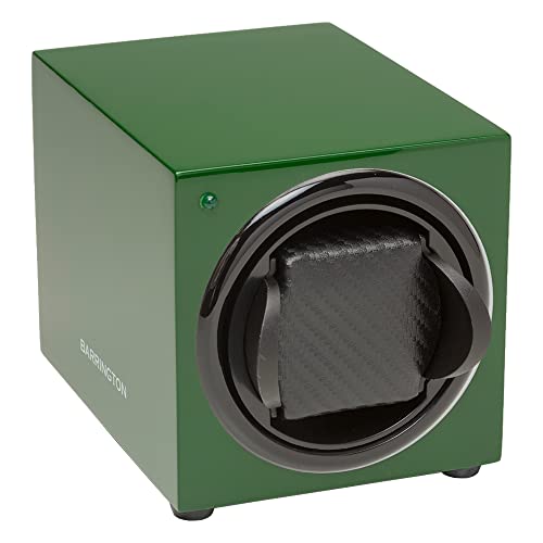 BARRINGTON Single Watch Winder for Automatic Watches with Silent Japanese Motor | Watch Winder for Rolex, Omega & Others | Adjustable TPD 650-1950 | AC Operated | Battery Backup (Racing Green)