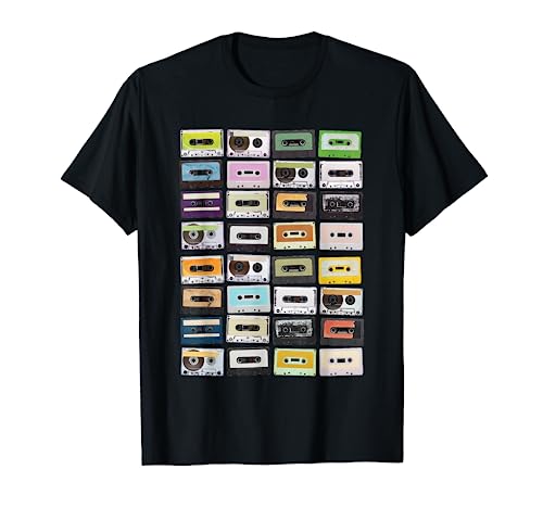 Cassette Tapes Mixtapes 1980s Radio Music Graphic Print T-Shirt