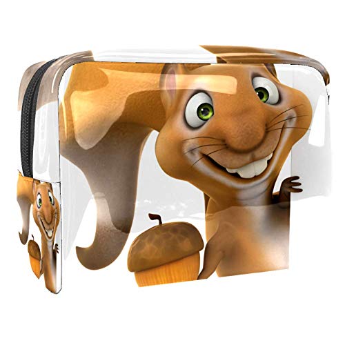 Portable Makeup Bag with Zipper Travel Toiletry Bag for Women Handy Storage Cosmetic Pouch Fun Squirrel