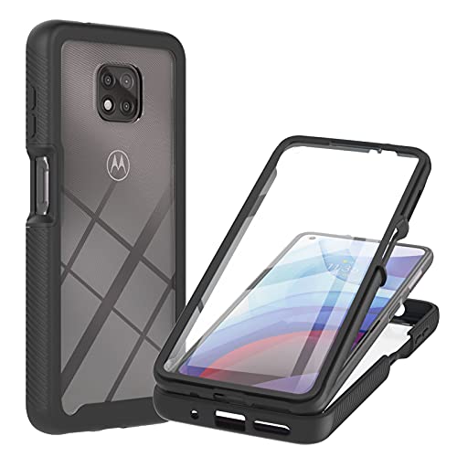 Ankoe for Moto G Power 2021 6.6 Inch Case with Built-in Screen Protector, Full-Body Protective Shockproof Rugged Bumper Cover, TPU Protective Shockproof Durable Phone Case,Black