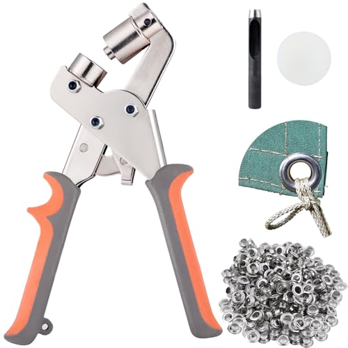 BIZOEPRO Grommet Tool Kit 3/8 Inch Heavy Duty Eyelet Press Pliers 10mm Manual Handheld Punching Machine with 500pcs Grommets