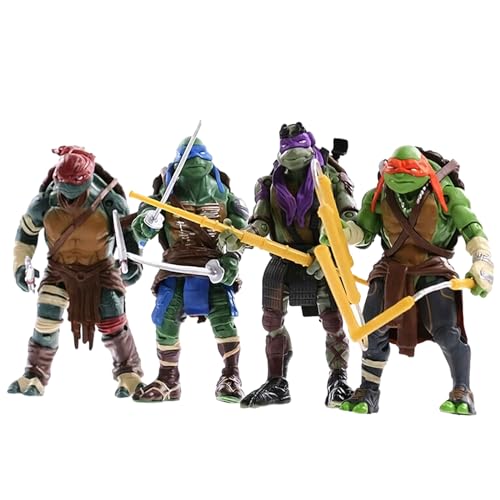 Turtle Action Figures 4.7' Turtles 4-Pack Figure Toys Cake Toppers for Christmas decoration Collection Birthday Christmas Gifts for Kids