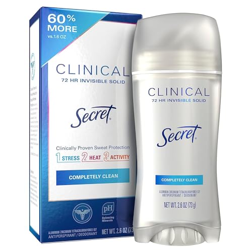 Secret Clinical Strength Antiperspirant and Deodorant for Women Invisible Solid Completely Clean 2.6 Oz