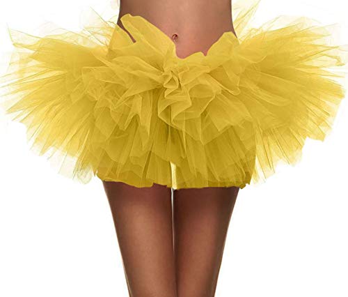 Adult Tutu Skirts for Women Women's Vintage 5-Layered Run Walk Little Princess Dash Event Tutu Skirt, Yellow Tutu