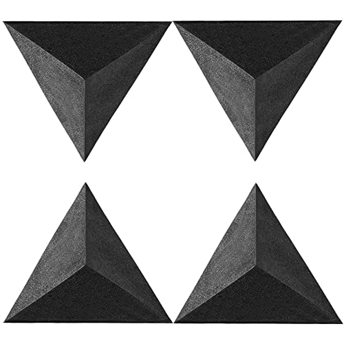 Foroomaco 4 Pack Bass Traps for Ceiling Corner 16.5' Triangle 12' Depth Triangular Pyramid Acoustic Foam Bass Trap Sound Proofing for Home Studio Booth Low to High Frequency Sound Proof Foam