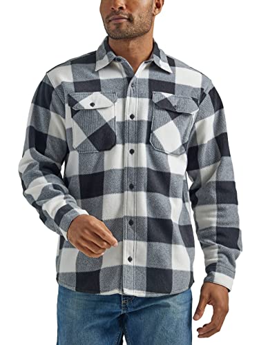 Wrangler Authentics Men's Long Sleeve Heavyweight Fleece Shirt Birch Buffalo Large