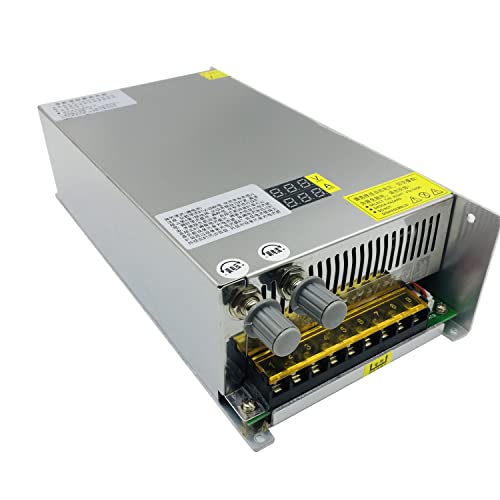 1000W Adjustable Output Voltage and Current Switching Power Supply CC CV Converter AC 110V-220V to DC 0-48V Module Digital Display 20A Voltage Regulator Transformer for Lab CCTV Radio