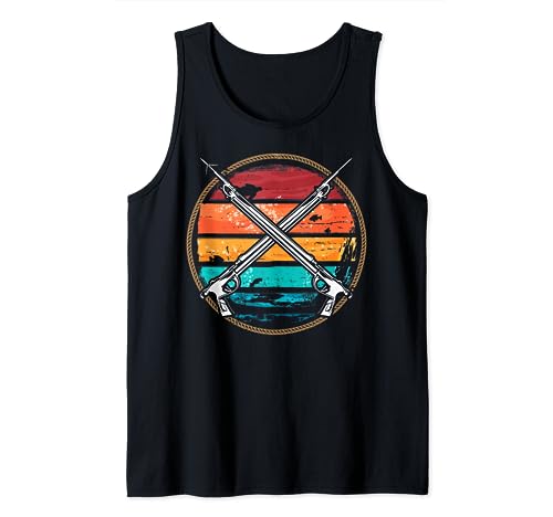 Retro Spearfishing Harpoon Speargun Fisherman Tank Top